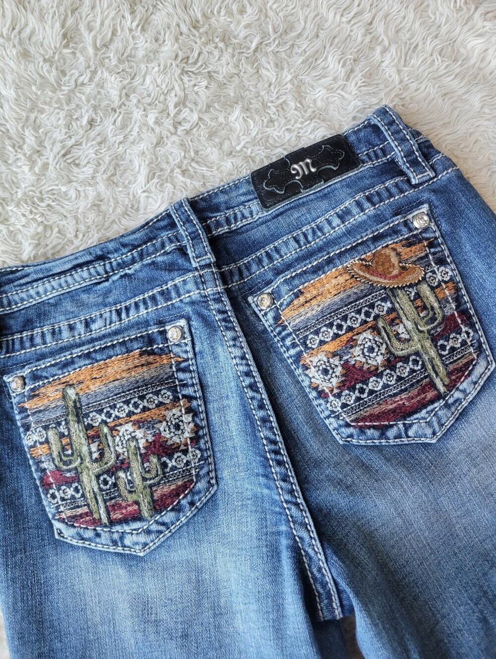 Miss Me Womens Cactus Sombrero Chloe Boot Cut Jeans Embroidered Women’s Sz 28